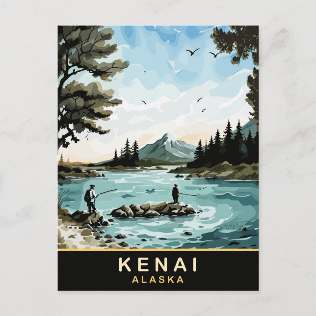Postal Kenai, Alaska, Viajes de época (Anverso)