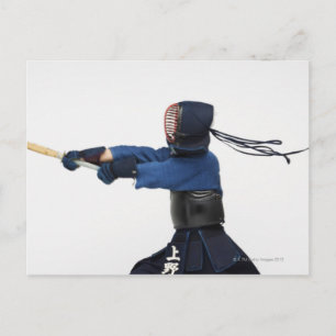 Postal Kendo Fencer Practicando