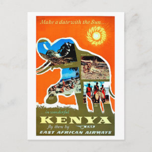 Postal Kenia, África, haz una cita con un sol, viajar
