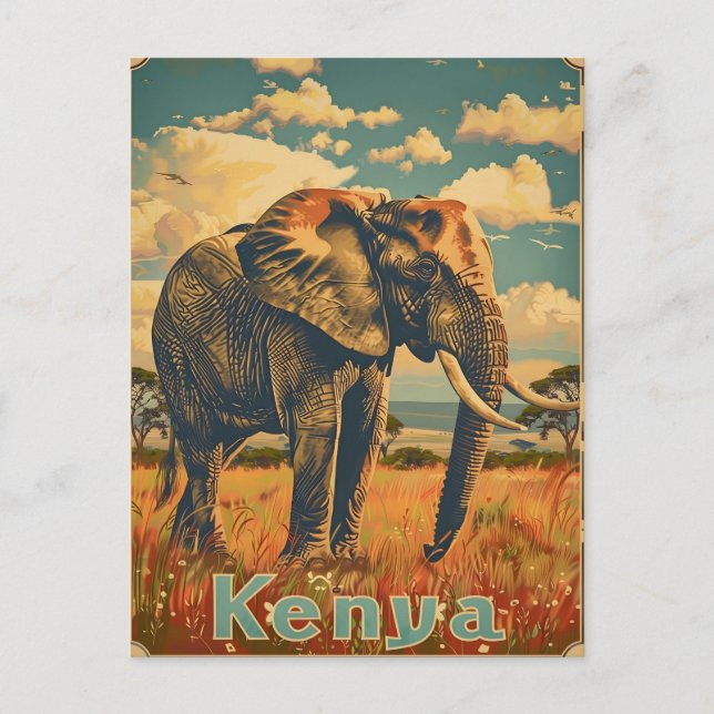 Postal Kenia Elephant Vintage (Anverso)