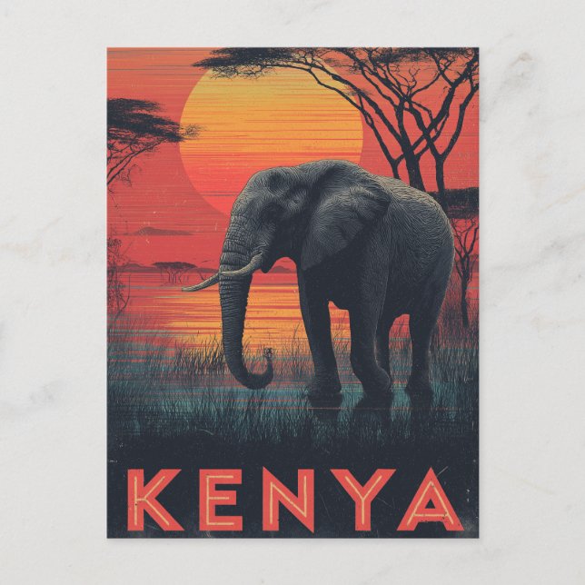 Postal Kenia Elephant vintage (Anverso)