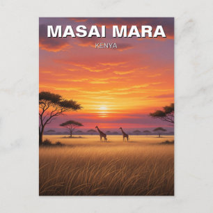 Postal Kenia Masai Mara Girafes Sunset