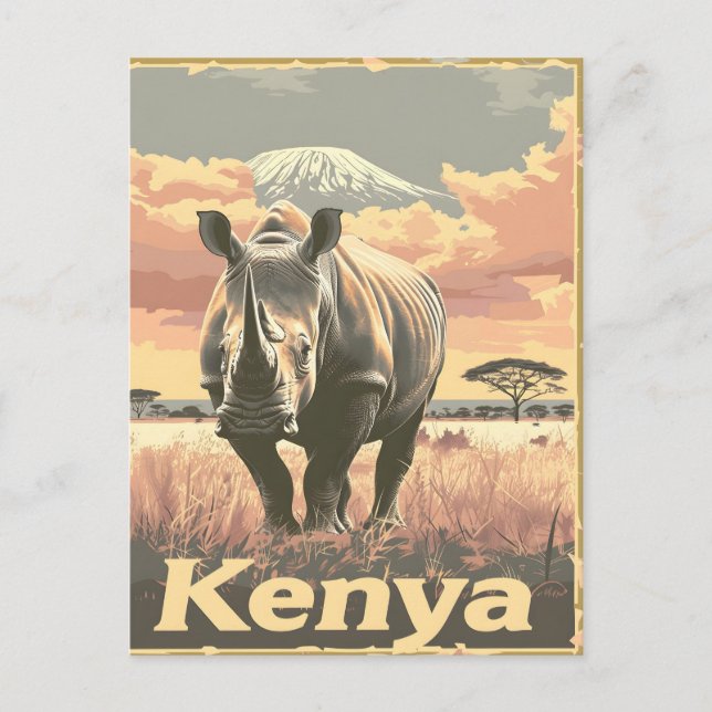 Postal Kenia Rhino Vintage (Anverso)