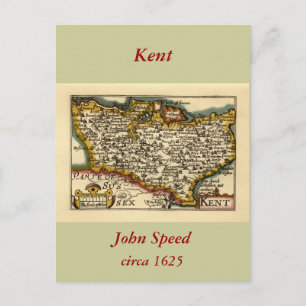 Postal Kent County England Anticuario Mapa de Velocidad d