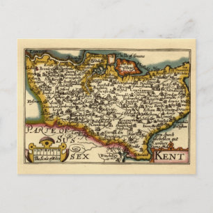Postal Kent County England Anticuario Mapa de Velocidad d