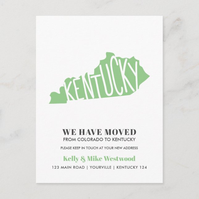 Postal KENTUCKY Hemos movido la nueva dirección New Home  (Anverso)