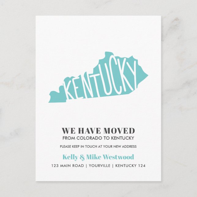 Postal KENTUCKY Hemos movido la nueva dirección Nueva cas (Anverso)