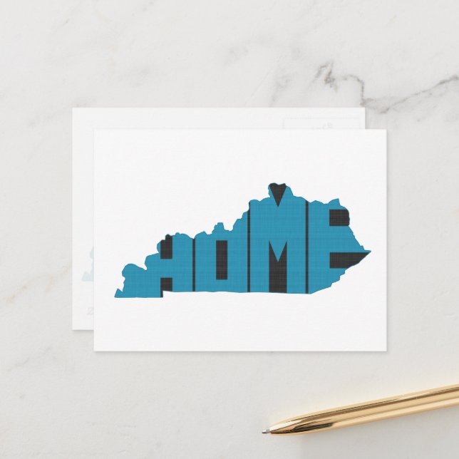 Postal Kentucky Home State Blue Word Art (Anverso/Reverso In Situ)