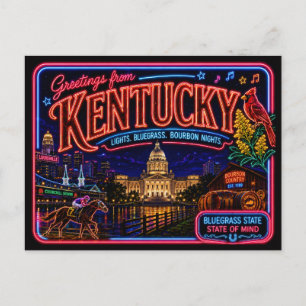 Postal Kentucky Neon Estado Retro Vintage