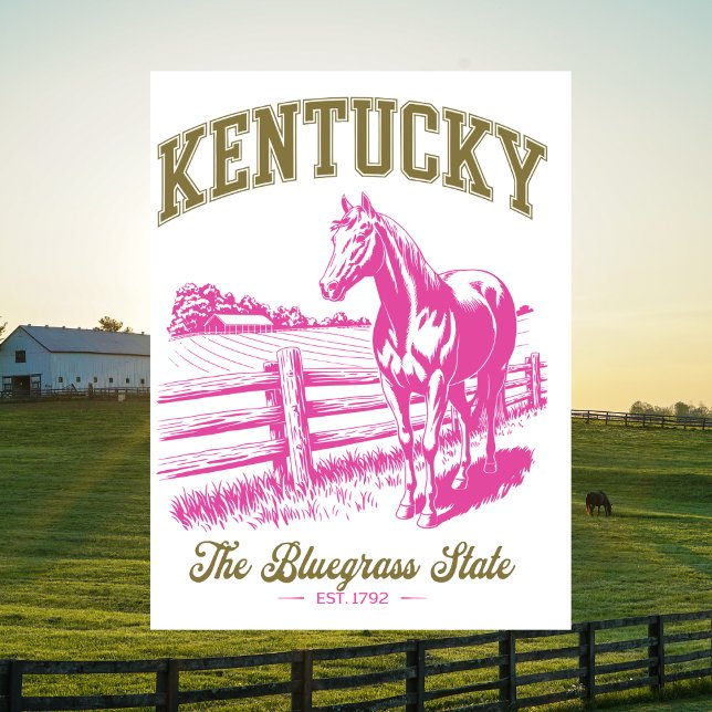Postal Kentucky The Bluegrass State Est. Caballo 1792 (Kentucky The Bluegrass State Est. 1792 Horse Postcard
)