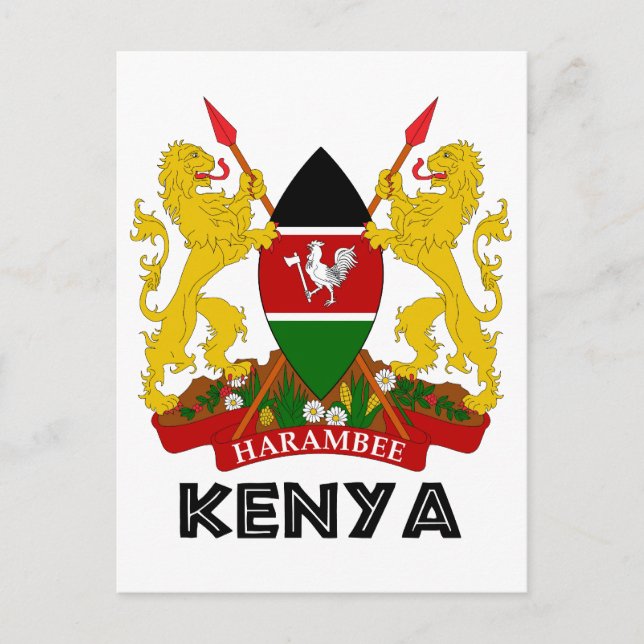 Postal KENYA - emblema / bandera / escudo de armas / símb (Anverso)