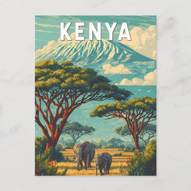 Postal Kenya Illustration Travel Art Vintage (Anverso)