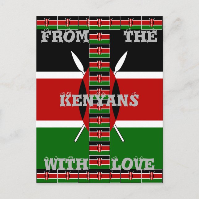 Postal Kenya Seamless Flags Borde tramas de arte (Anverso)