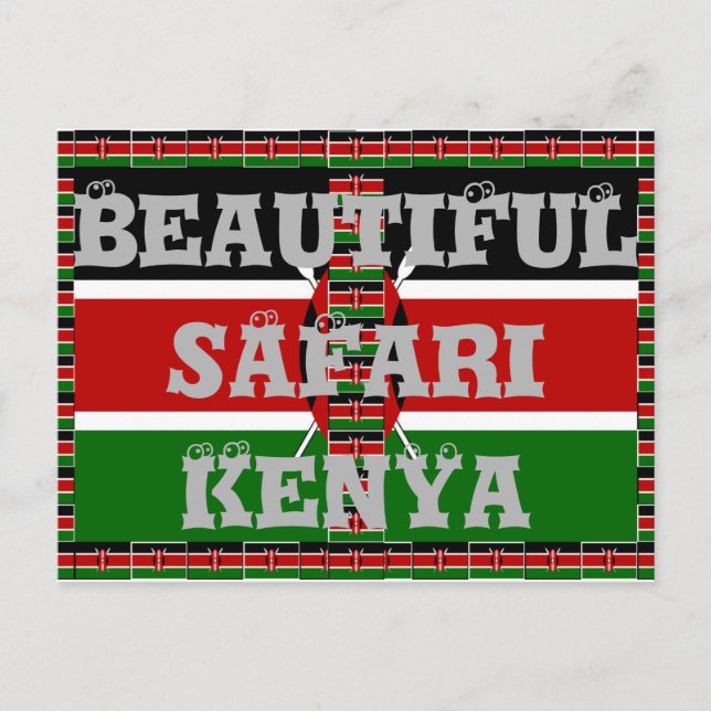 Postal Kenya Seamless Flags Borde tramas de arte (Anverso)
