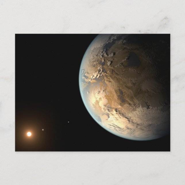 Postal Kepler-186f Orbitando Una Estrella Distante. (Anverso)