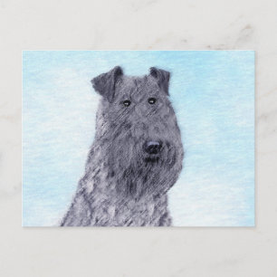 Postal Kerry Blue Terrier Pintura Cute Original Perro Art