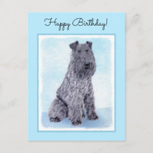 Postal Kerry Blue Terrier Pintura Cute Original Perro Art