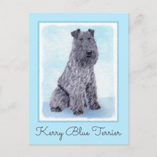 Postal Kerry Blue Terrier Pintura Cute Original Perro Art