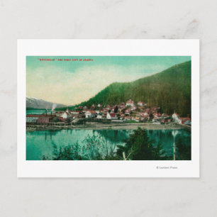 Postal Ketchikan, vista de pueblo de Alaska - Primera ciu