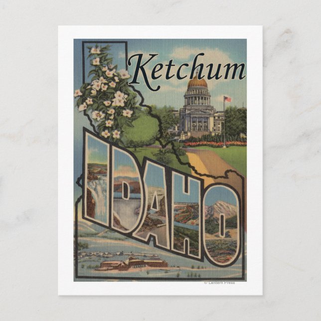 Postal Ketchum, Idaho - Escenas de letras grandes (Anverso)
