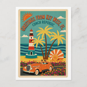 Postal Key West FL República de los Caracoles Retro