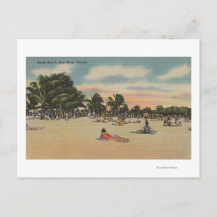 Postal Key West, FL - Vista de South Beath con Sunbathers