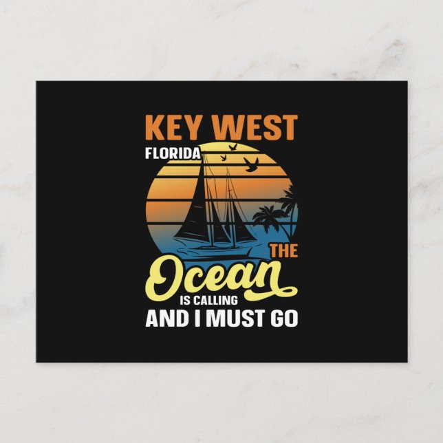 Postal Key West florida el océano está llamando y debo (Anverso)