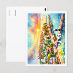 Postal Key West Florida Estados Unidos Famosa acuarela Pl