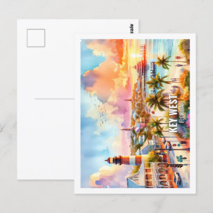 Postal Key West Florida Estados Unidos Famosa acuarela Pl