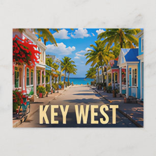 Postal Key West Florida Recuerdo de Viaje Calle Tropical