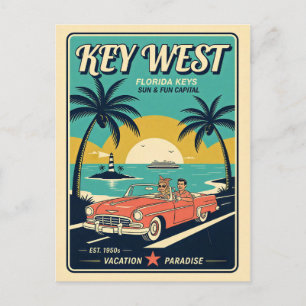 Postal Key West, Florida Retro Estilo de Viaje de los Año