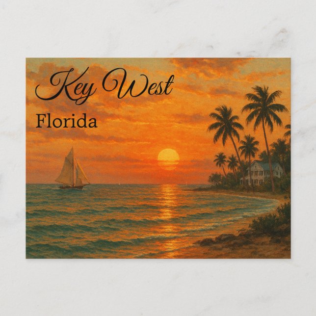 Postal Key West, Florida Retro Travel Tourism (Anverso)