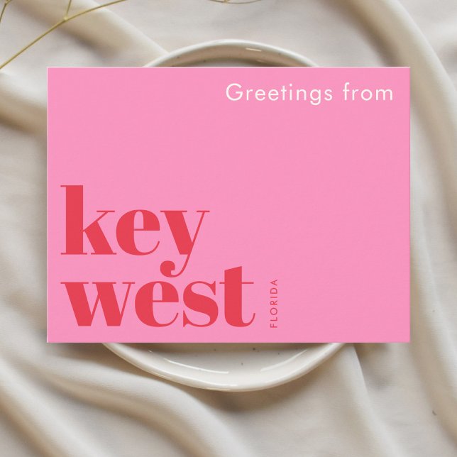 Postal Key West Florida tipográfico rosa  (Subido por el creador)