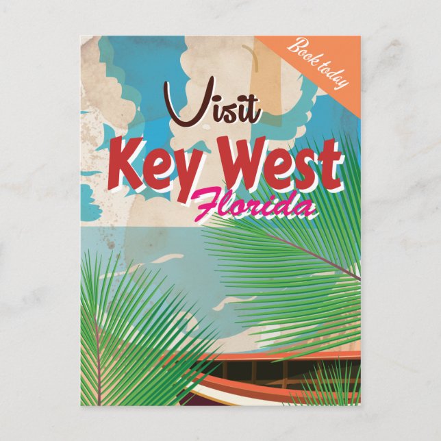 Postal Key West, Florida Vintage Travel Poster (Anverso)