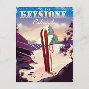 Postal Keystone, poster de estilo vintage del Ski de Colo