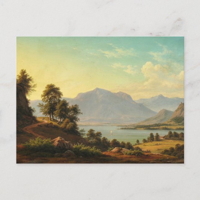 Postal Kiaerskou cristiano - Paisaje alpino con río (Anverso)