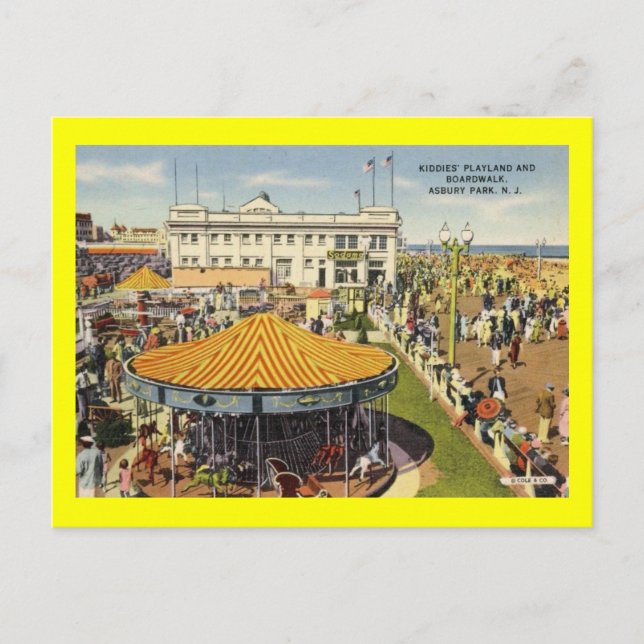 Postal Kiddie Playland, Asbury Park, New Jersey Vintage (Anverso)
