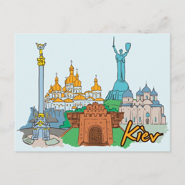 Postal Kiev, ciudad famosa de Ucrania (Anverso)