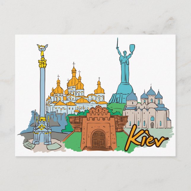 Postal Kiev, ciudad famosa de Ucrania (Anverso)