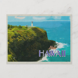 Postal Kilauea Lighthouse Hawaii Vintage Poster de Viajes