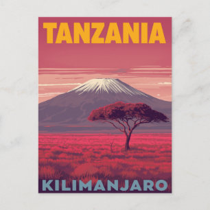 Postal Kilimanjaro Tanzania Viaje Retro