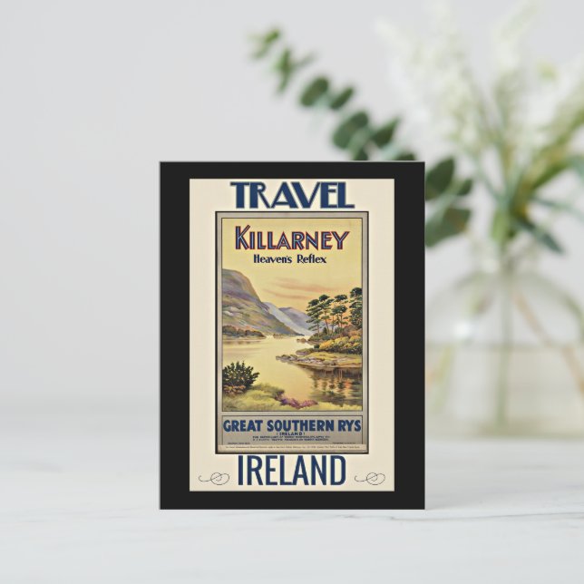 Postal Killarney, el reflejo del cielo, (Anverso de pie)