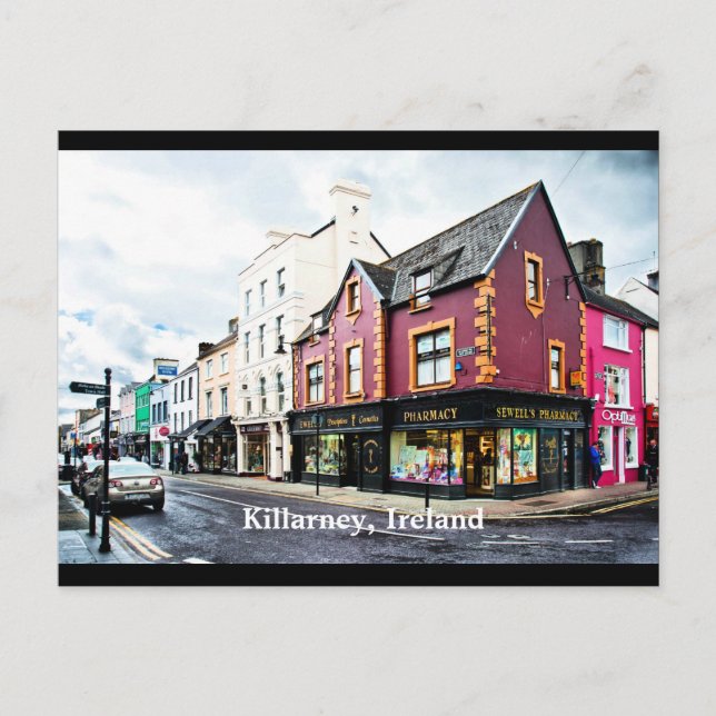 Postal Killarney, Irlanda vista de la calle Postcard (Anverso)