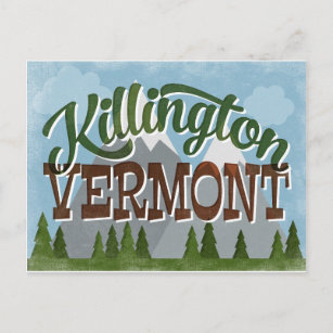 Postal Killington Vermont Fun Retro Snowy Mountains