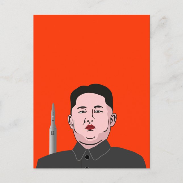 Postal Kim Jong-un y misil nuclear (Anverso)