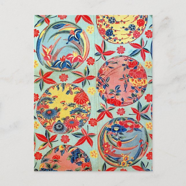 Postal Kimono japonés Vintage Textil (Bingata) (Anverso)