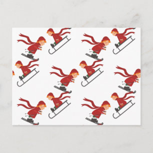 Postal Kinder Schlitten Esquiar para niños