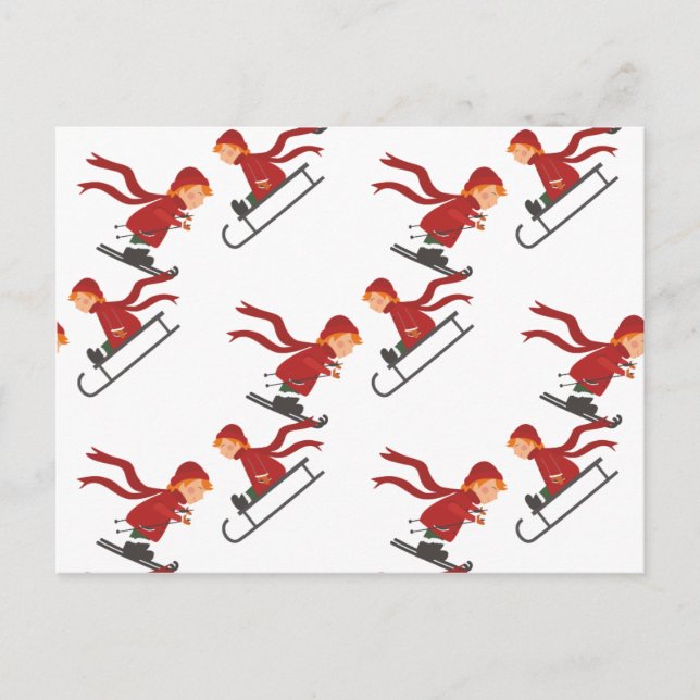 Postal Kinder Schlitten Esquiar para niños (Anverso)