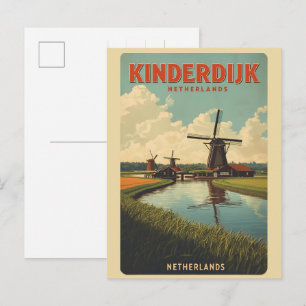 Postal Kinderdijk Holanda Países Bajos Molinos de Viento
