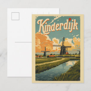 Postal Kinderdijk Holanda Países Bajos Molinos de Viento